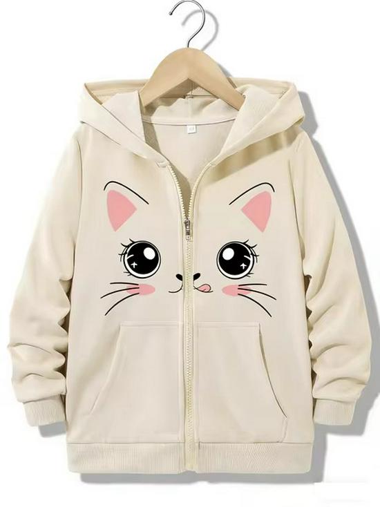 Kawaii Cat Terrier Zipper Hoodie - Casual Y2K Style for Boys & Girls