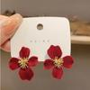 Accessories Velour Ear Stud Flocking Light Luxury Earrings Sweet Solid Color Flower Earrings
