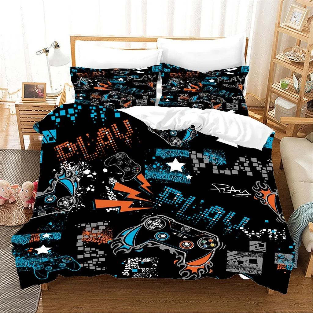 Comforter Play Games Beddings Sets White 3D Print Quee Video Games For Boy Double Bed Set Comforter For Teen Man