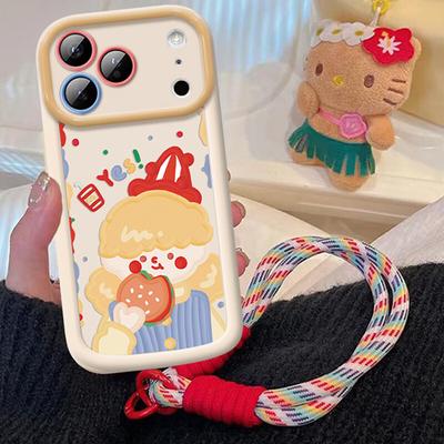Apple 17 Pro Max Phone Case iPhone 17 Pro Max High-end Full Coverage Lens Anti-drop Men and Women Creative Protection Case Hamburger Girl with Lanyard
