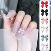 White Ribbon Resin Bow Nail Charm Parts 3D Rhinestone Nail Art Decoration Accessories Supplies for DIY Korean Manicure Design
