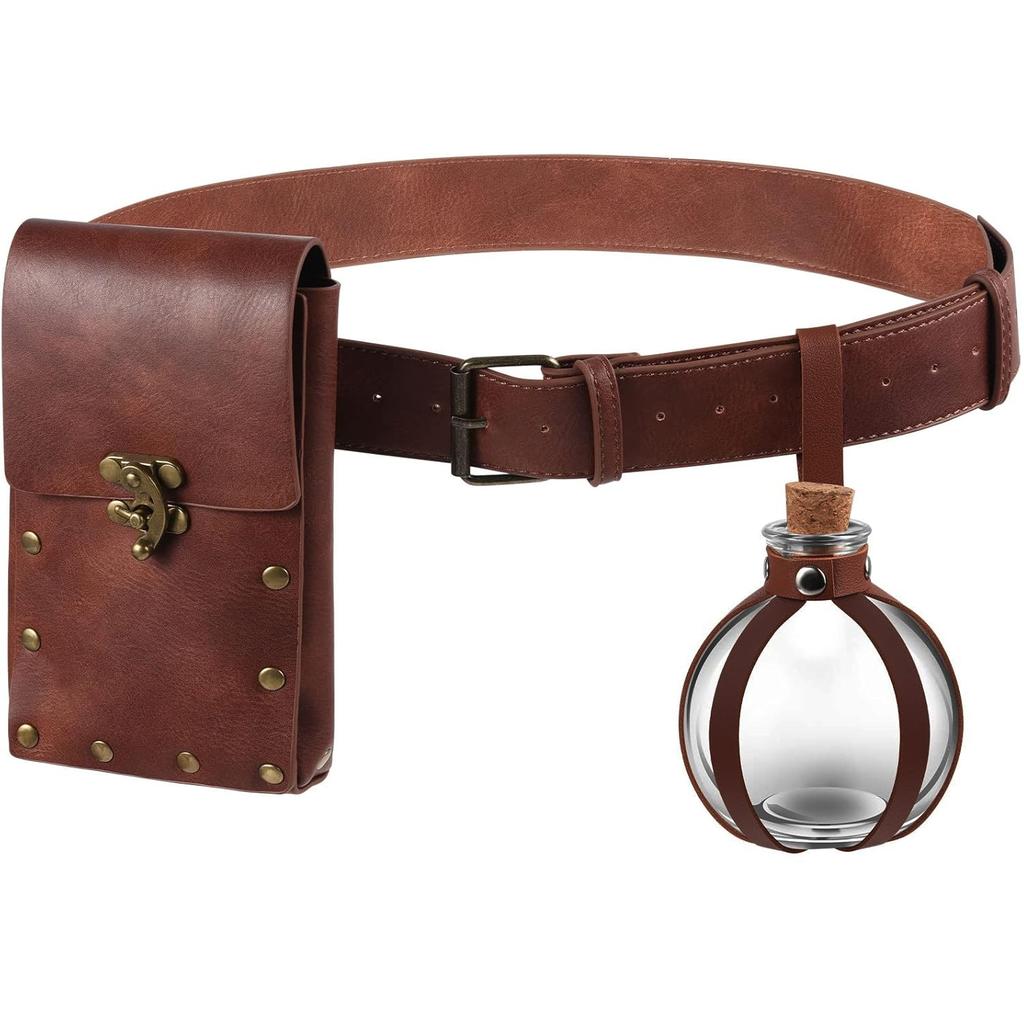 Alchemist Steampunk Fanny Pack Belt Bag Phone Wallet Magic Cork Potion Bottle Festival Renaissance Costume Vintage Accessories