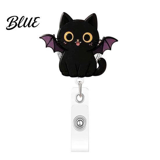 Student Id Card Protector Halloween Black Cat Pumpkin Badge Reel Retractable with 360 Degree Rotating Clip Funny Ghost Holder Acrylic Decorative