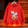 Casual kids hooded sweatshirt featuring fun star decorated cartoon hedgehog art, soft fabric for playtime, daily sports and weekend outdoor trips.