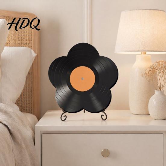 Flower Vinyl Record Diy Ornament DIY Custom Board with Creative Ornament Display Stand Design Personalized Birthday Anniversary Message Board Sign