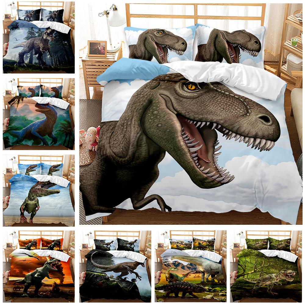

Eden Tyrannosaurus Rex Dinosaur Трехкомпонентный комплект для цифровой печати на 3D-принтере Постельное белье Одеяло Простыня 135 * 200 (two-piece set) (90g)