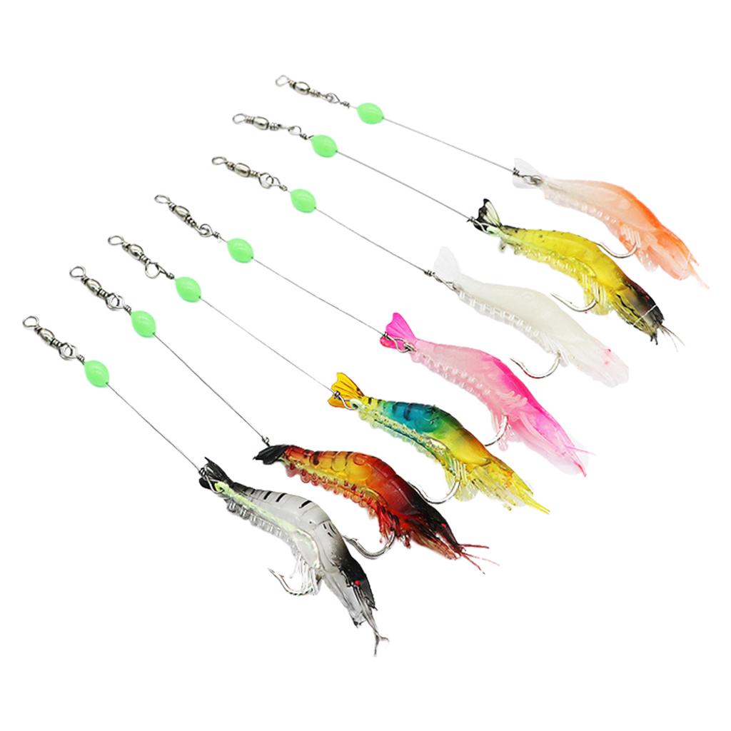 Simulation Shrimp Soft Lures Luminous Swimbait Shrimp Fishing Lure with Hooks for Bass Trout Bream & Pickerel