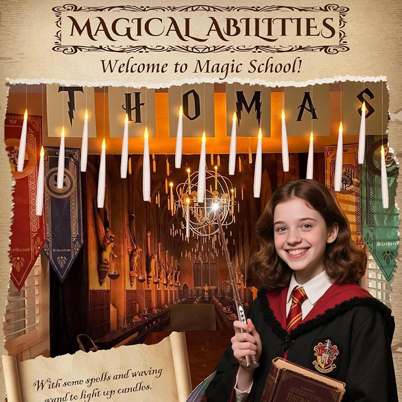 Halloweenské dekorace Plovoucí svíčky s hůlkou Bezplamenné plovoucí svíčky s LED teplými světly Na baterie Magická svíčka na narozeninové dárky