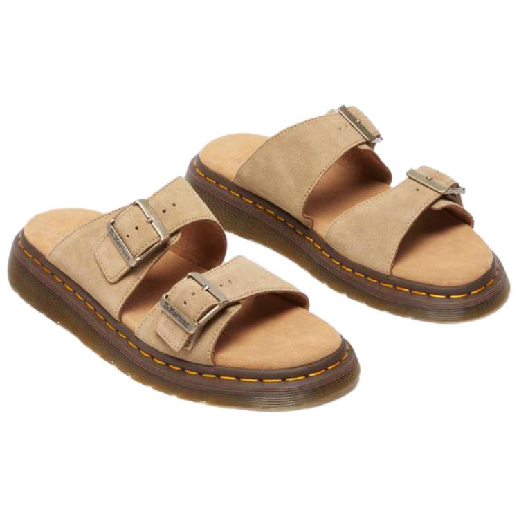 New Dr. Martens Josef Suede Slide Sandals Savannah Tan Bronx Suede 41083200