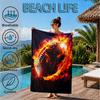 Electric Football Fire Beach Towel, Microfiber Beach Towel, Perfect For Pool, Beach, Travel, Home Decor Beach Party Fan gifts