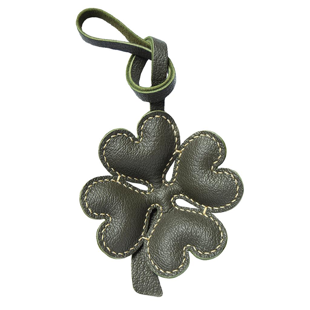 Breloc auto din piele cu trifoi cu patru foi norocos, lucrat manual, pentru geantă, simplu, la modă și personalizat, pentru femei