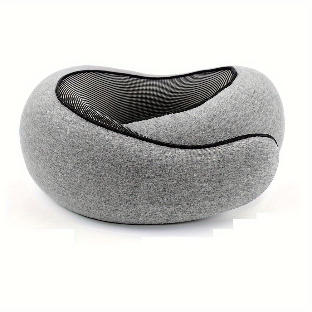 Soft and Durable Neck Support Pillow with Breathable Mesh Cover for Comfortable Airplane and Long Travel - Gray