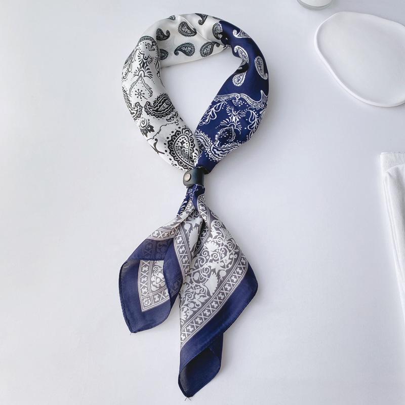 Paisley Print Silk Square Scarf Women Luxury Design 70*70Cm Soft Satin Hairband Neckerchief Office Hijab Headband Foulard Gift
