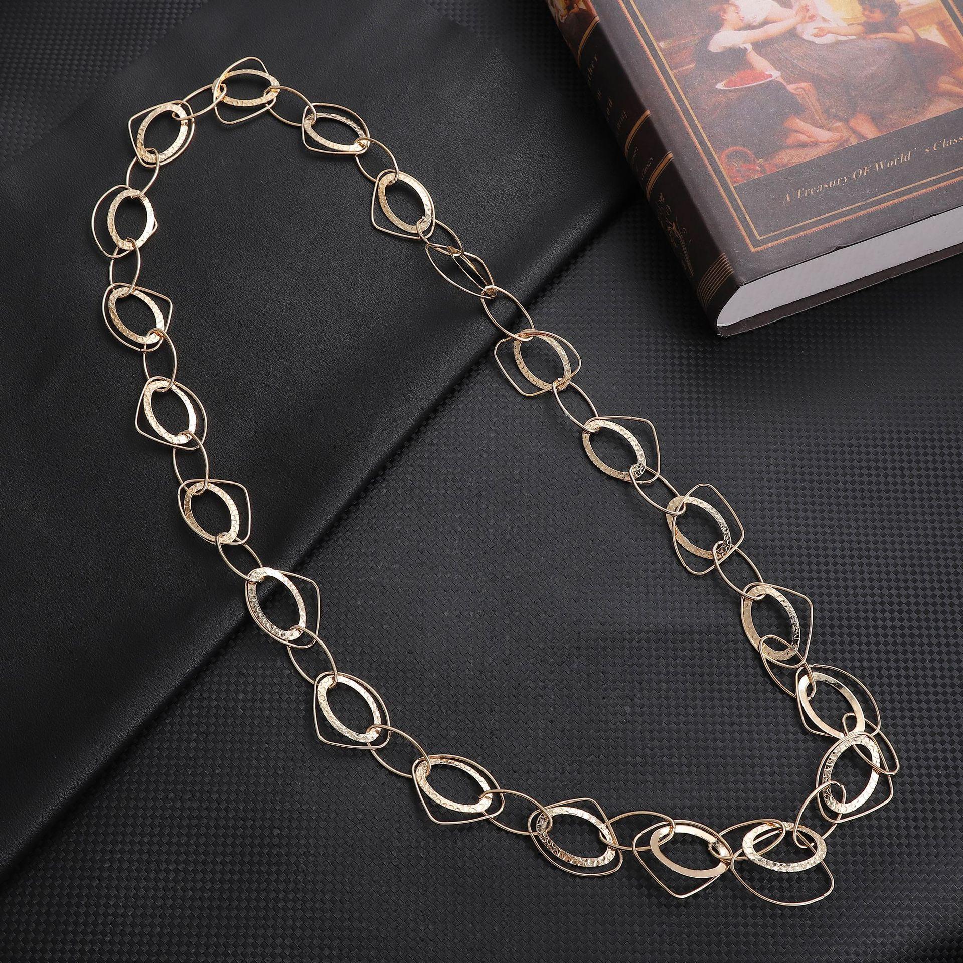 

Новое золотое неровное кольцо многослойное ожерелье, персонализированная модная универсальная женственность цепочка для свитера