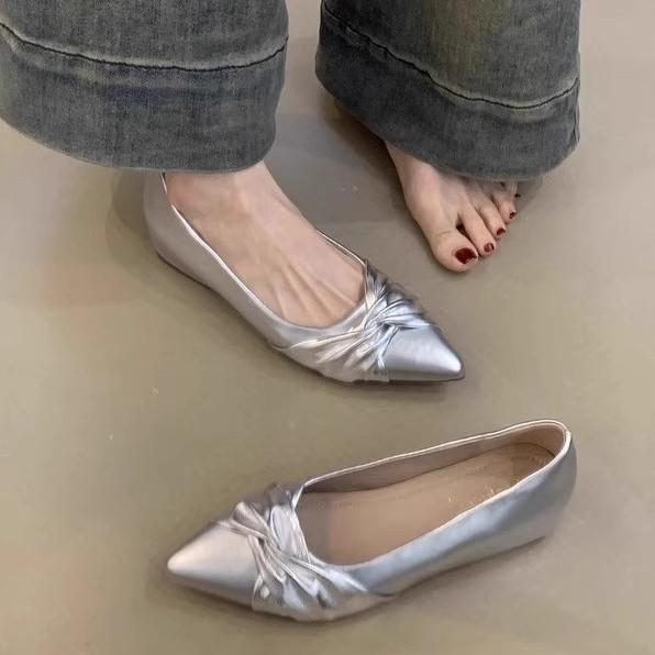 Soft Leather Naked Pink Pointed Head Shallow Mouth Single Shoes Women's Early Spring New Models with Skirt Inner Height Increase Commuting
