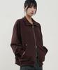 Arrayed Comfy Rivet High Neck Sweat Zip-Up [Brown]