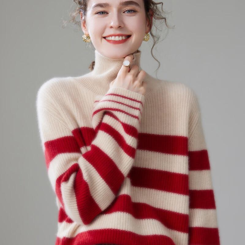 Fanzhen Women's High-Neck Thick Cashmere Blend Sweater