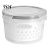 Vegetable Draining Basket Round Fruit Storage Container, 2-Layer Food-Grade PP Crisper with Freezer Safe Food Container Drain Basket,