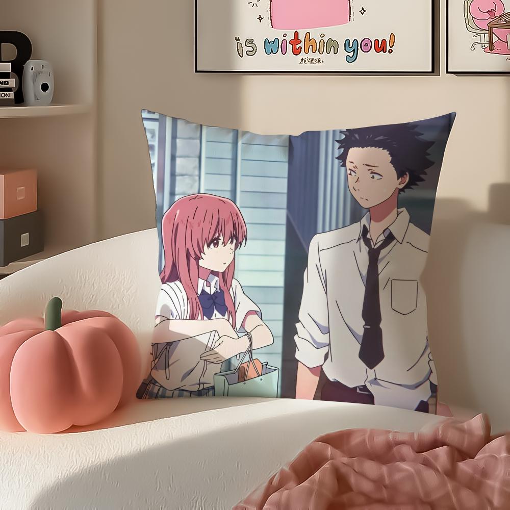 Katachi Healing Anime AA Silent Voice Cushion Cover Pillowcase Short Plush Invisible zipper Room Sofa Cushion Cover