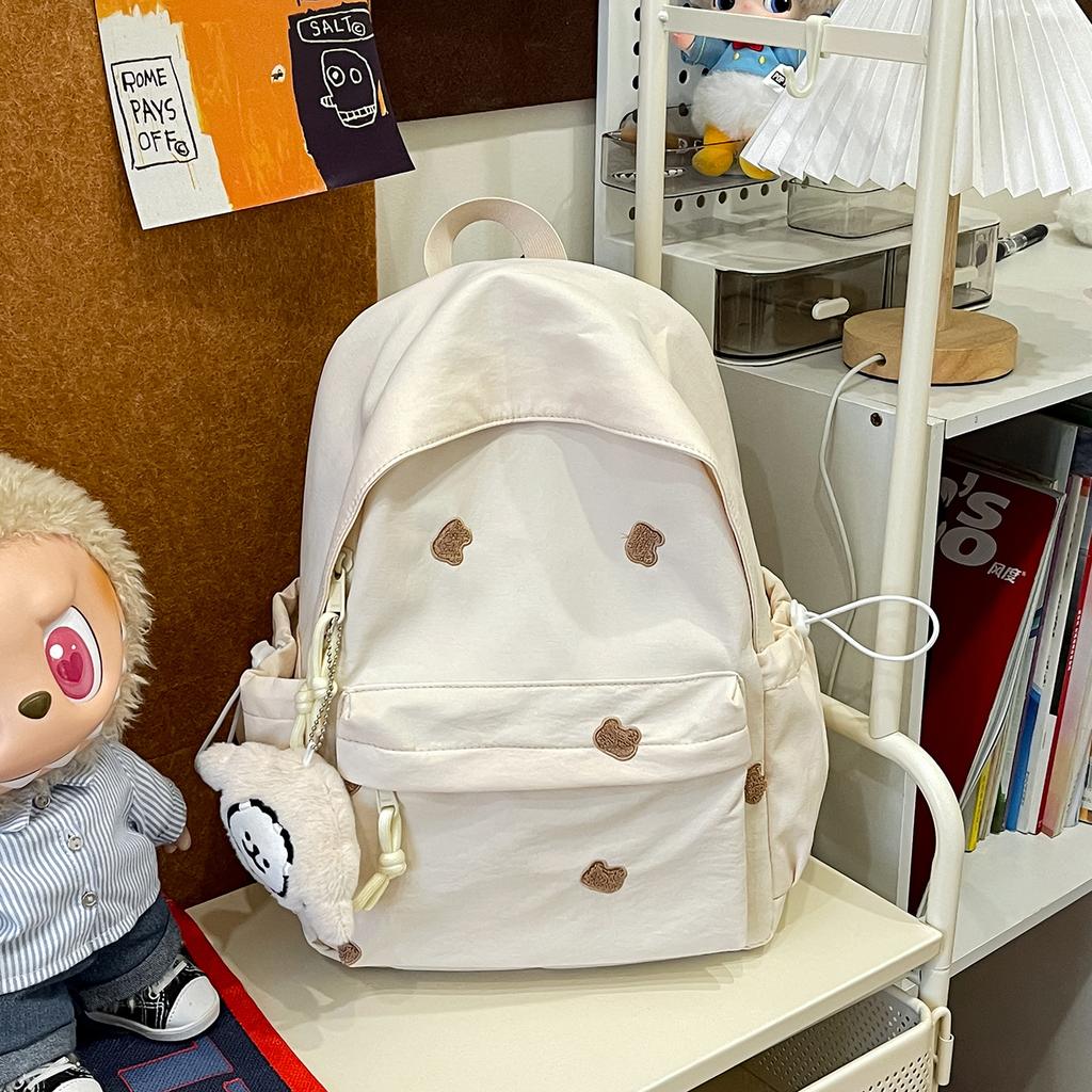 Schoolbag Girl Schoolbag Simple Versatile Backpack College Student Middle School Student Cute Embroidered Pony Light Travel Backpack