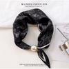 Women's Magnetic Buckle Neck Scarf Polka Dot Paisley Stripe Printed Thin Ribbon Scarf For Shirt Work Outfit Spring Summer Styling
