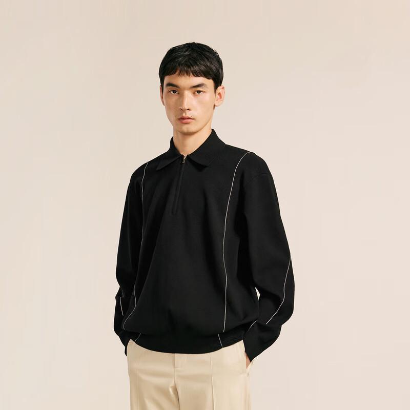 Croquis Men's H-Silhouette Collarless Long Sleeve Pullover Sweater
