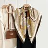 Autumn And Winter White Flower Print Fresh And Elegant 90 Square Scarf Herringbone Shawl Soft Skin-Friendly Warm Scarf