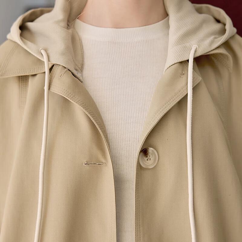 Women's British Style Hooded Mid-Length Trench Coat