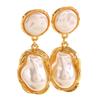 Yousheng 1 Pair Drop Earrings for Women, Irregular Baroque Imitation Pearl Design Stud Earrings, Double-Layered Pendant French Style Earrings for