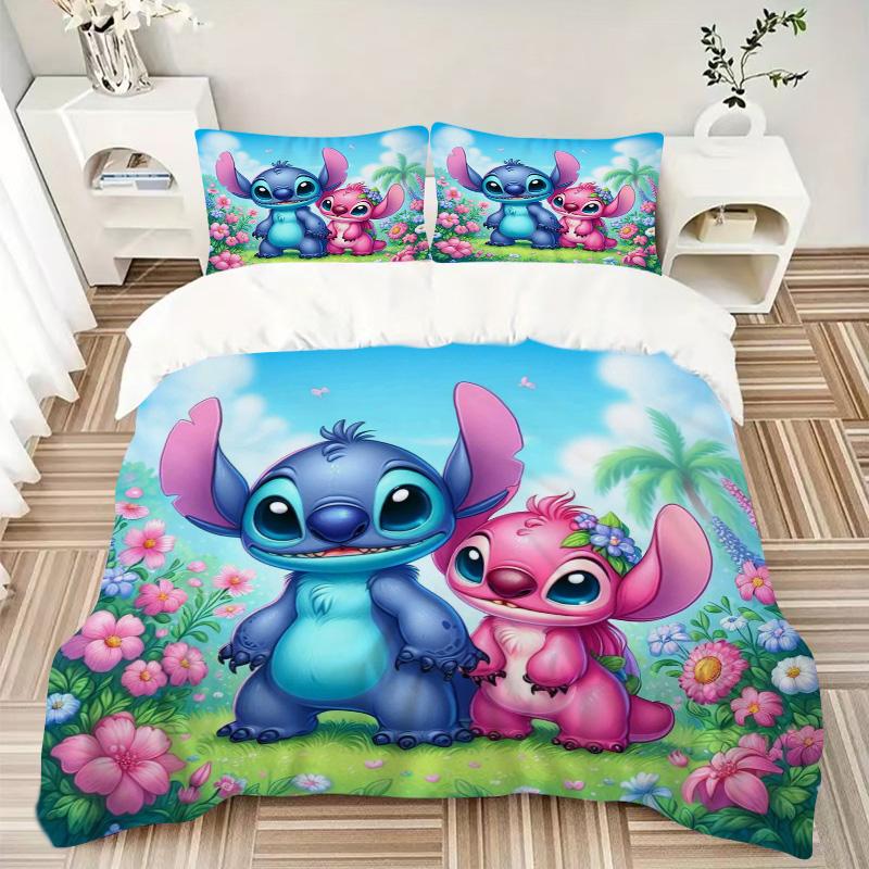 Lilo Stitch Adventure Print 3Pcs Bedding Setduvet Cover With 2 Bedropillowcase Home Birthday Gift