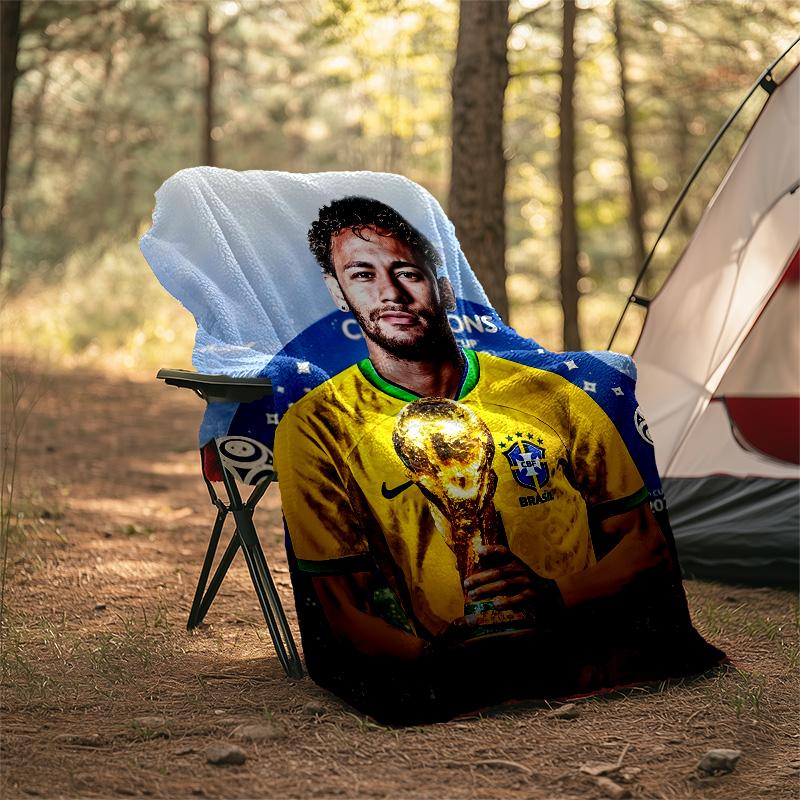1pc Neymar1 Theme Blanket - Digital Print, Polyester, Cozy for All Seasons, Perfect for Outdoor, and Travel