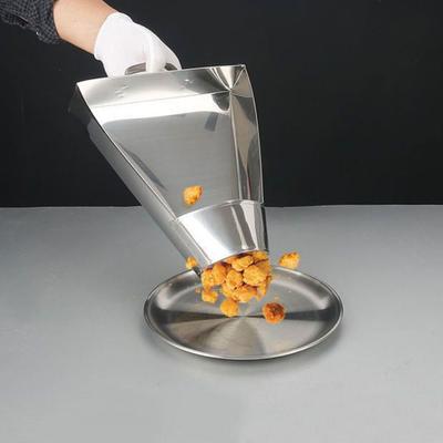 Stainless Steel French Fry Scoop Cooking Tools Multifunctional Funnel Triangle Bucket with Handle Packaging Food Shovels