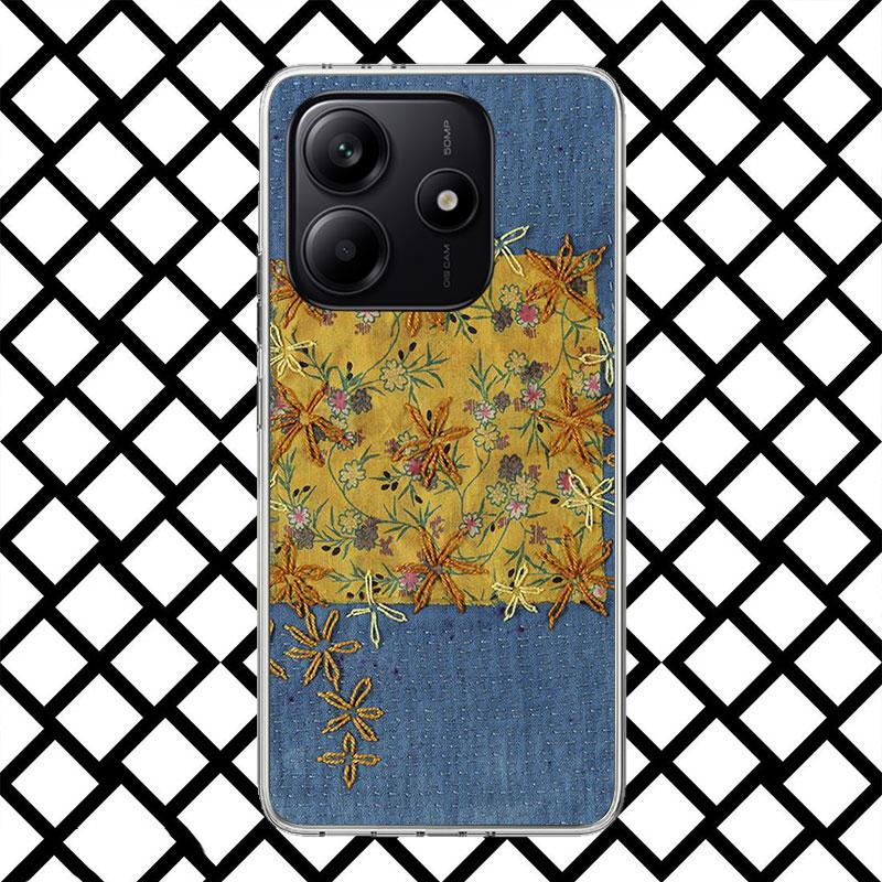Retro Denim Embrpoidery Phone Case for Xiaomi Redmi Note 15 14 14S 13 12 12S 11 Pro Plus 11E 11T 11S 10S 5G Soft Cover Fundas Re
