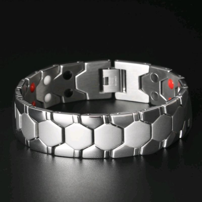 Meier Men's Detachable Magnetic Bracelet Stainless Steel Bangle Hexagonal Energy Bracelet