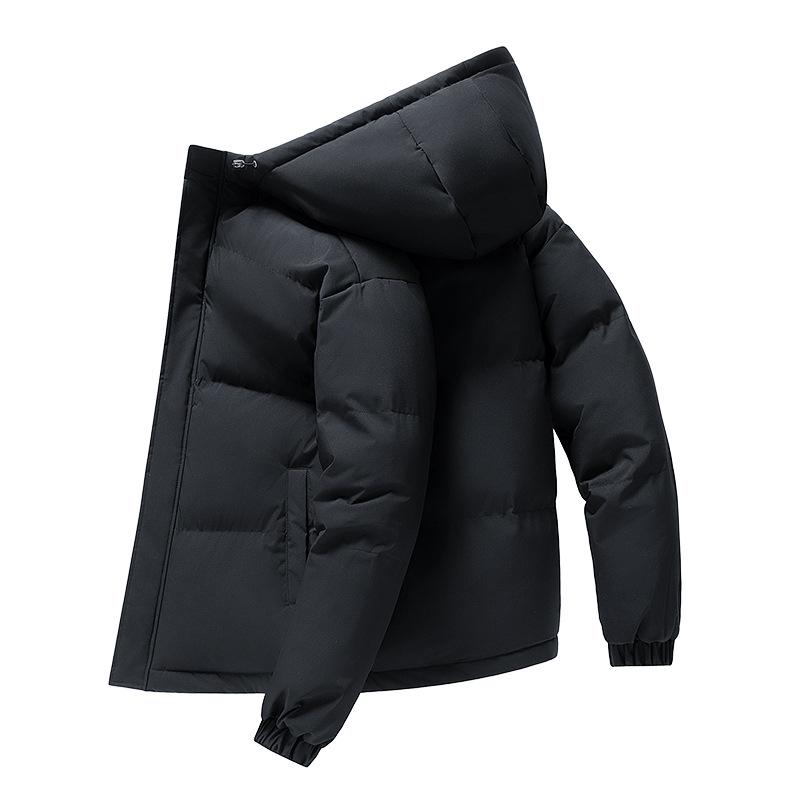 Men's Plus Size Winter Hooded Puffer Jacket - Cotton, Loose, Solid Color, Warm Outerwear