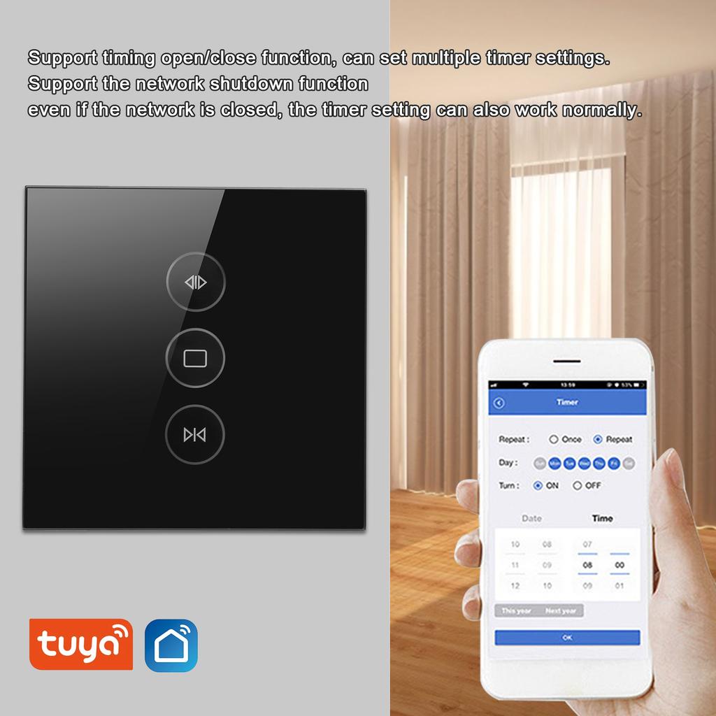 Smart WiFi Curtain Touch Panel Timer APP Voice Control for Home for EU Plug 110‑240V