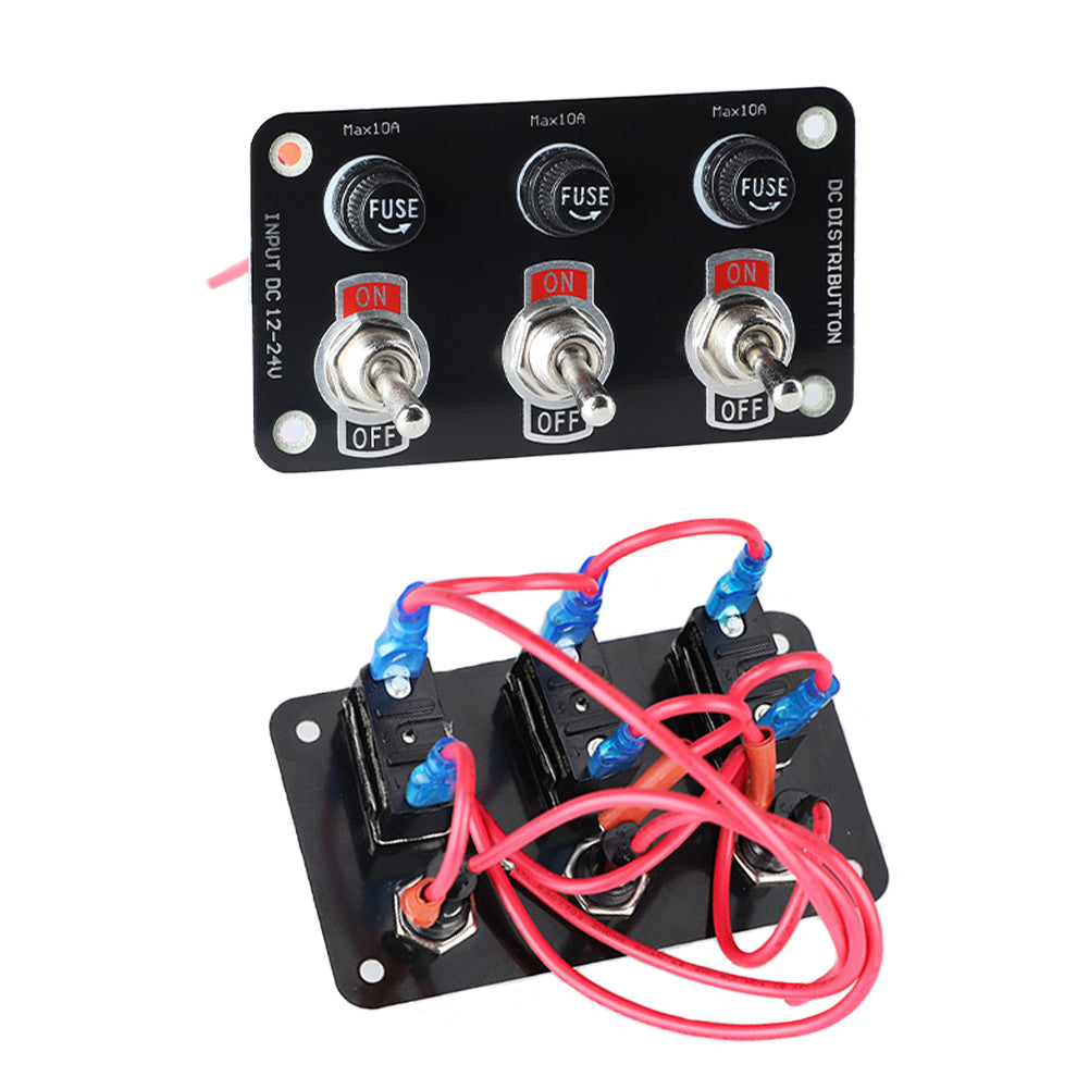 3 Gang/6 Gang Toggle Switch Panel 12V/24V On/Off Rocker Toggle Switch with 10A Fuse Racing Cars RV Camper Marine Boat Yacht