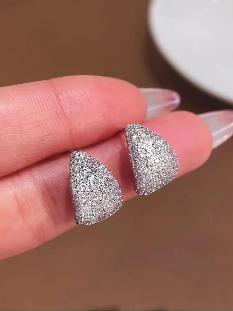 925 Sterling Silver Brilliant Luxury Full White Zircon Water Drop Studs Earring For Women Party High Quality Fine Jewelry Gifts