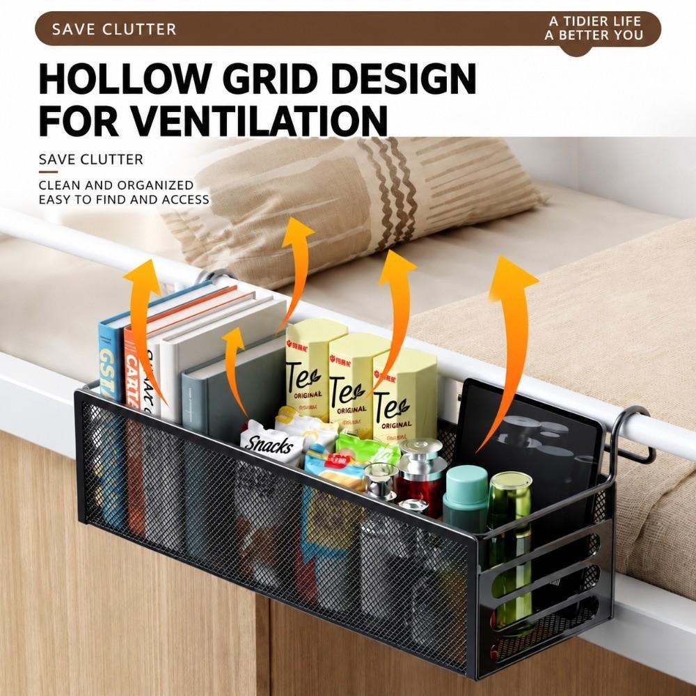 Space-saving Bedside Storage Basket No Drilling Bed Bedside Shelf Holder College Dorm Room