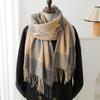 Luxury Autumn Winter Korean Plaid Scarf Women Thickening Warm Tassel Shawl Cashmere Imitation Muffler Fashion Designer Scarves