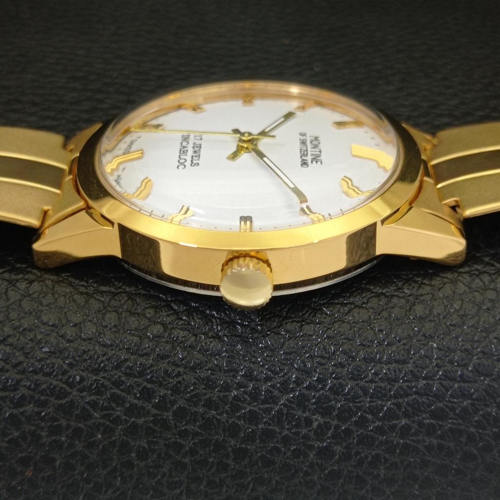 ZREKONSTRUOVANÉ VINTAGE PÁNSKÉ ZLACENÉ HODINKY MONTINE OF SWITZERLAND 17J a285404-10