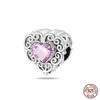 925 Silver Classic Purple Retro Heart Shape Lotus Angel Pattern Charms Beads Fit Necklace Bracelets Pendant DIY Jewelry