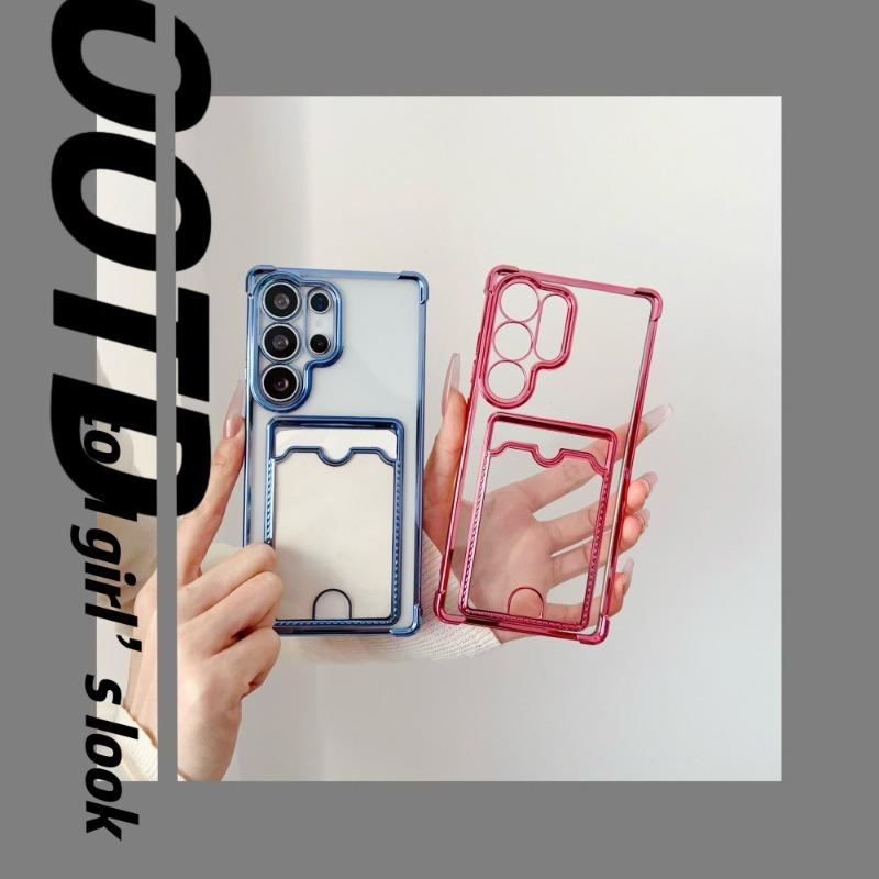 Weiche Transparente Beschichtete Kartenhaltertasche Handyhülle Für Samsung Galaxy S25 S24 S23 S22 S21 S20 FE Note 20 Ultra Stoßfeste Hülle