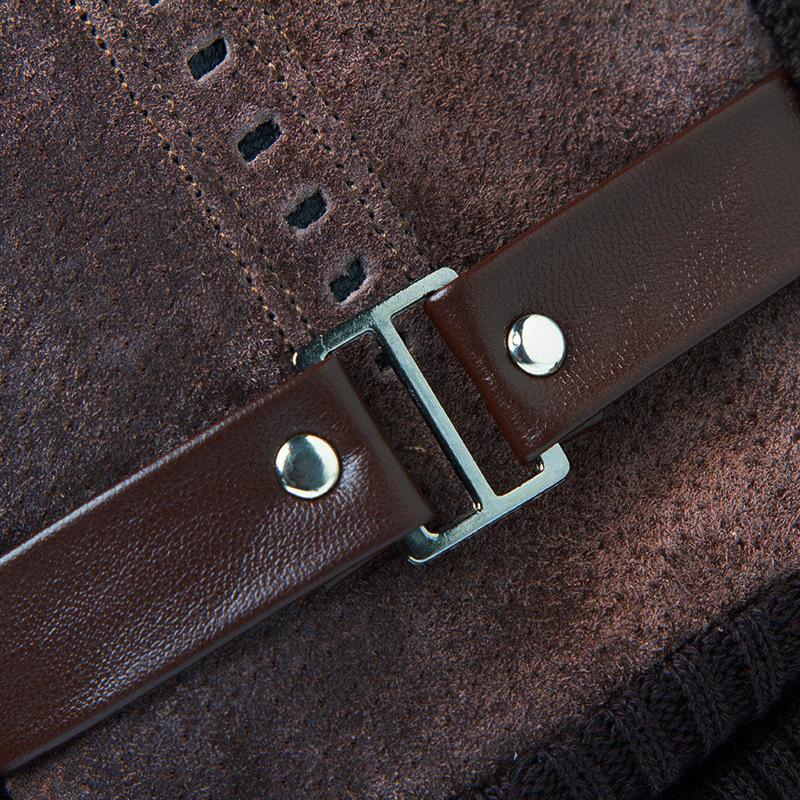 Thickened and Fleece Leather Gloves In Winter All Fingers for Men's Sports Cycling Cold Proof Wind Proof Warm Touch Screen Electric Vehicle Skiing