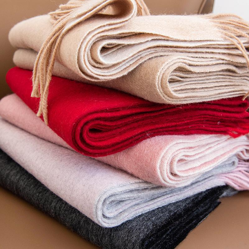 Wolle Unifarbener Schal Damen Winter High-End Neuer Stil Quasten Halstuch Halswärmer Koreanischer Stil Vielseitiger Schal