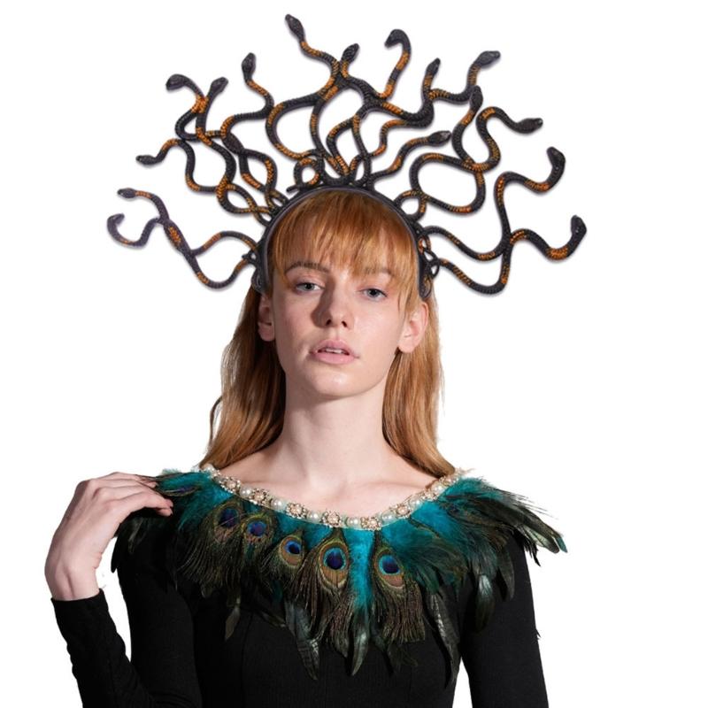 Mystical Ancient Snake Headpiece Quality Headdress Unique Headwear Halloween Cosplay Accessory for Trendy Ladies