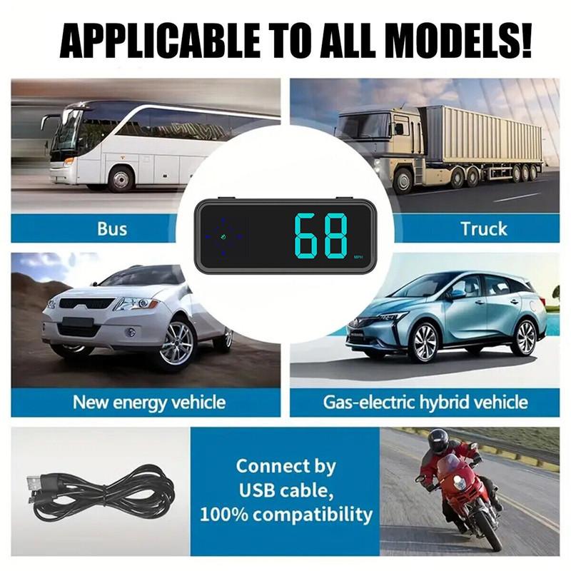 2024 Mini LED Digital Speedometer GPS Car HUD Head Up Display MPH/KMH Universal