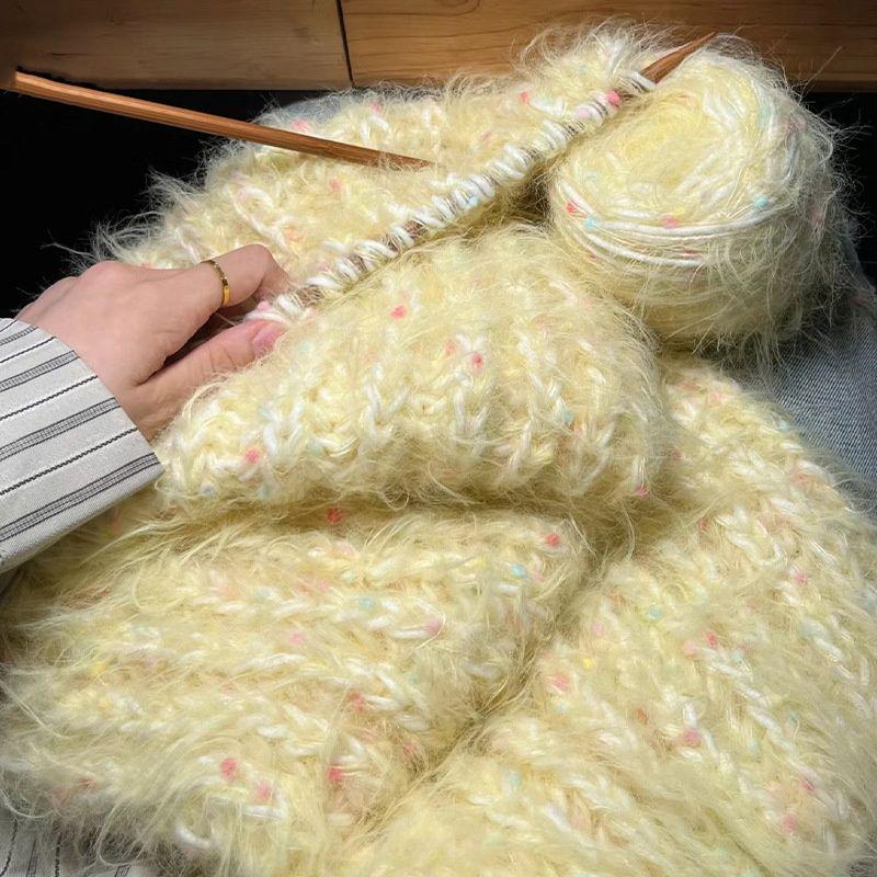 Rainbow Gradient Mohair Yarn Kit - Medium Thickness, Ideal for Hand-knitting Scarves