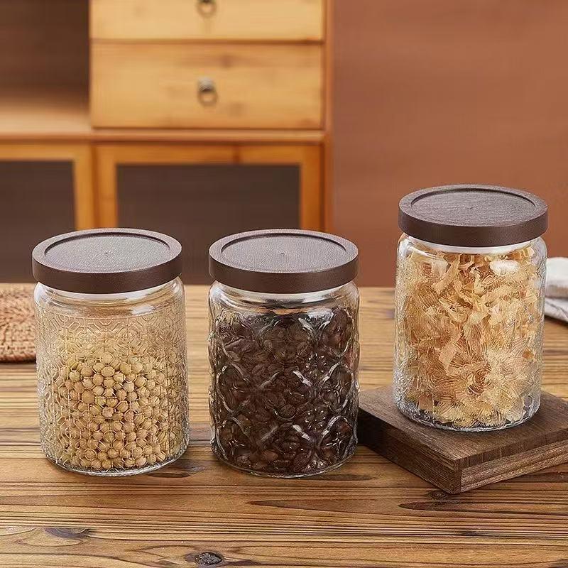 Tea Can Glass Storage Jar - Large Capacity, Sealed Nut/Snack Jar with Print