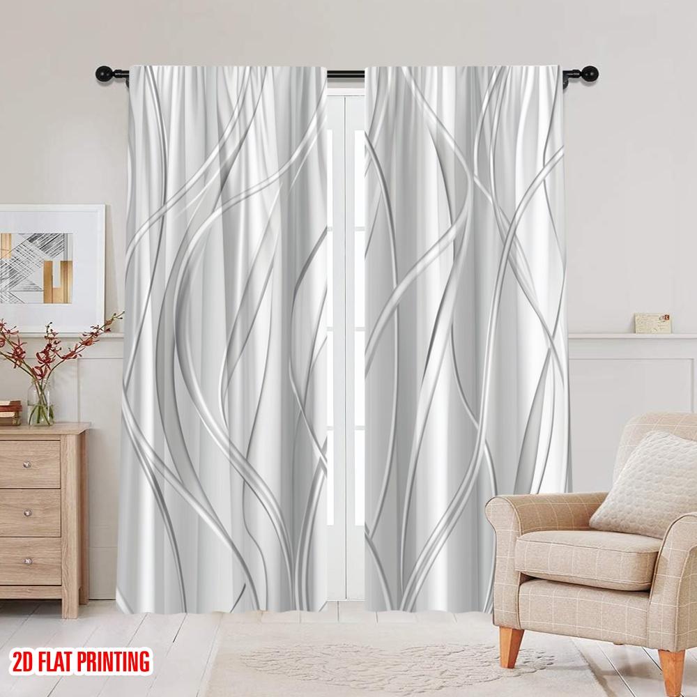 2pcs Clearance  Curtains cloth Striped Durable 100% Polyester Fabric  Without Electricity Family Party Decoration Suitable